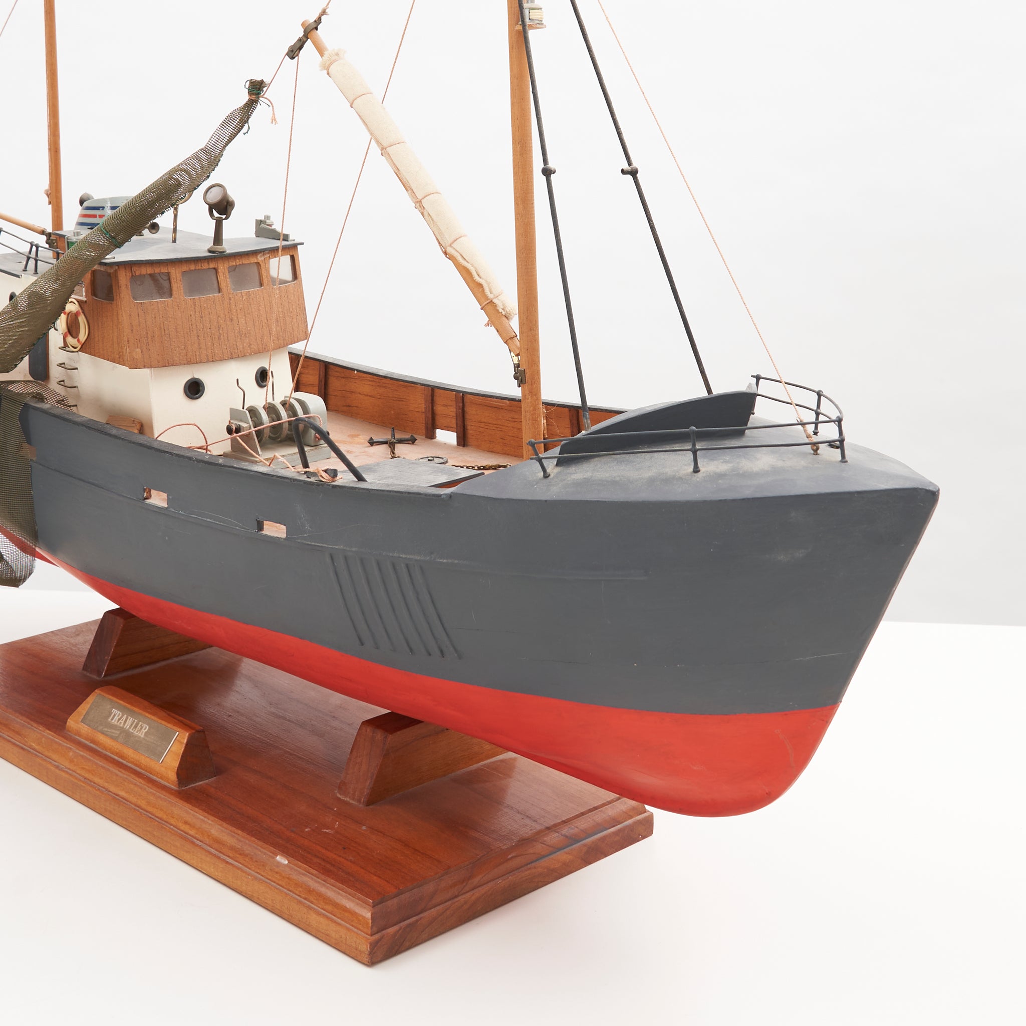 Vintage Wooden Fishing Trawler Model