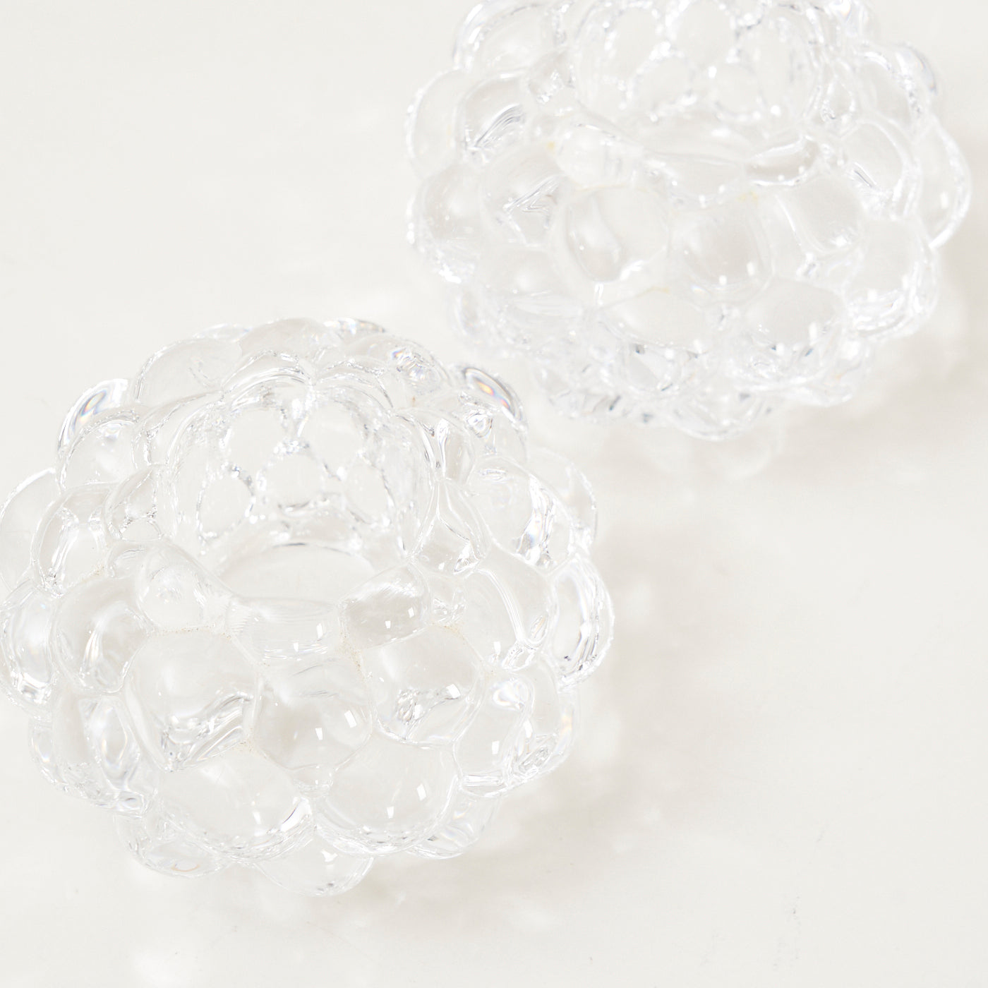 Pair of 'Raspberry' Crystal Votives by Anne Nilsson for Orrefors, Sweden