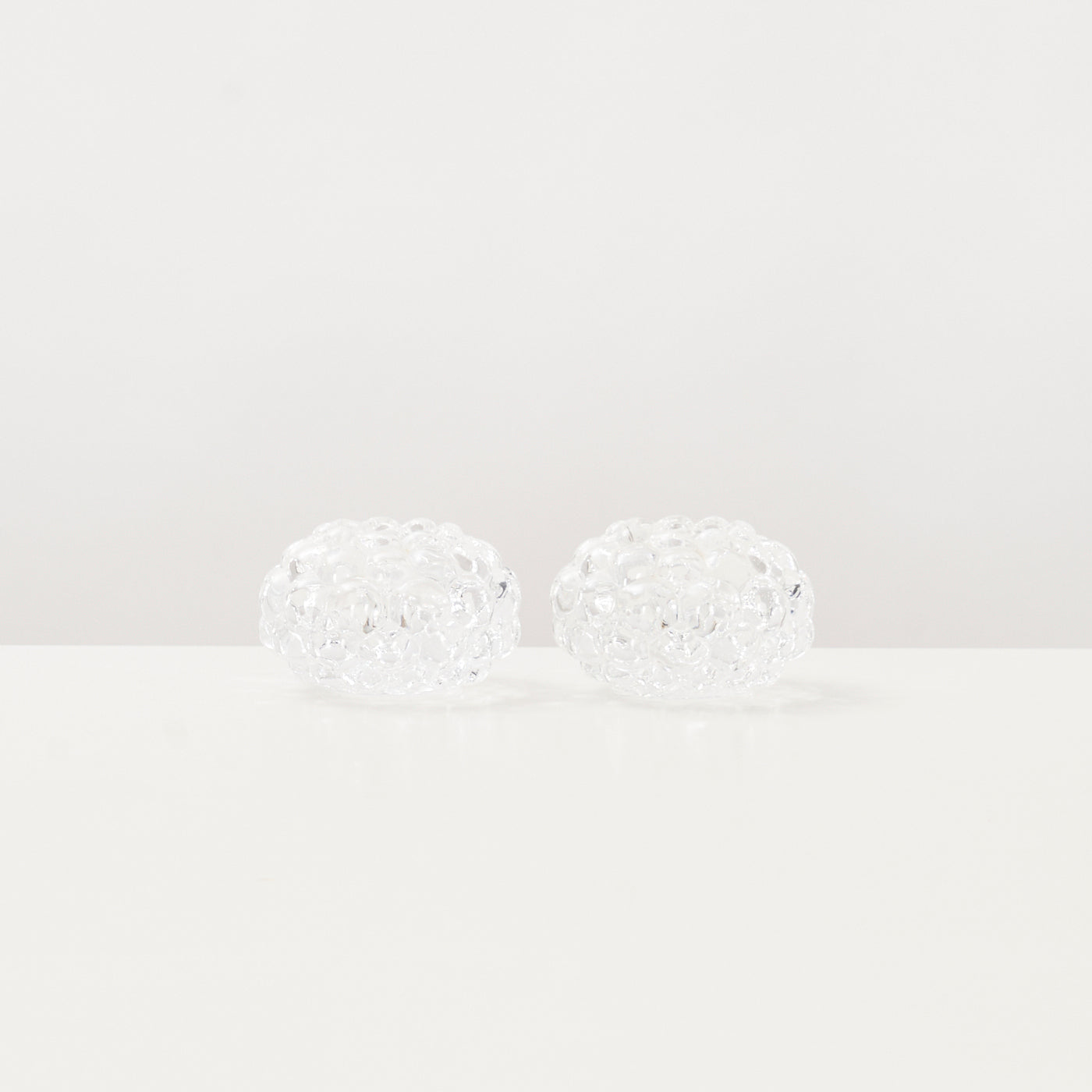 Pair of 'Raspberry' Crystal Votives by Anne Nilsson for Orrefors, Sweden