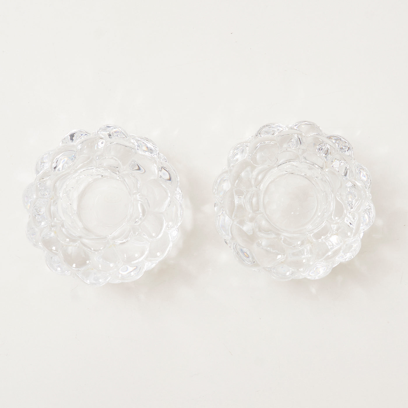Pair of 'Raspberry' Crystal Votives by Anne Nilsson for Orrefors, Sweden