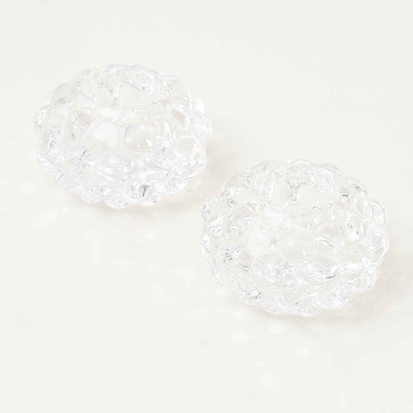 Pair of 'Raspberry' Crystal Votives by Anne Nilsson for Orrefors, Sweden