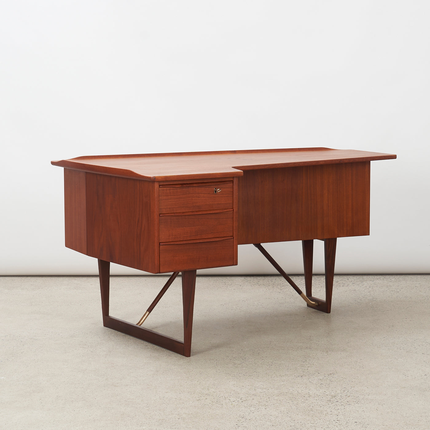 Teak Desk w/ Bar Cabinet by Peter Løvig Nielsen, Denmark