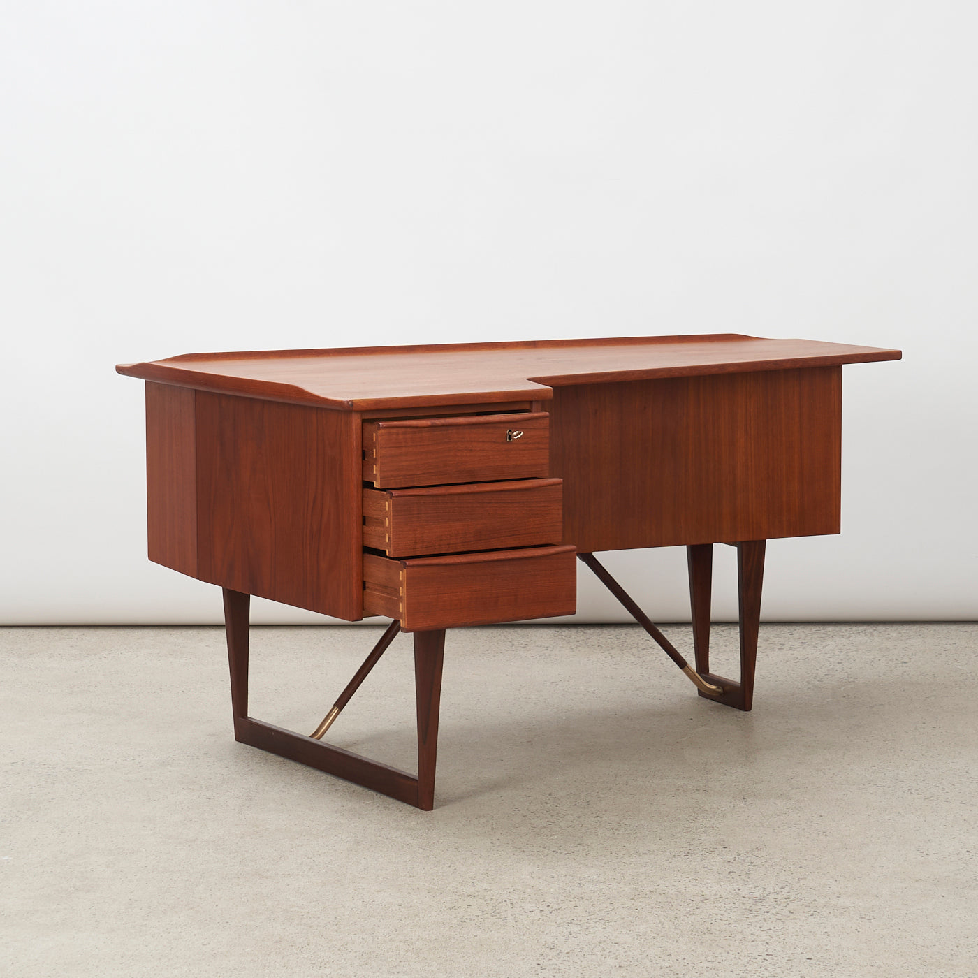 Teak Desk w/ Bar Cabinet by Peter Løvig Nielsen, Denmark