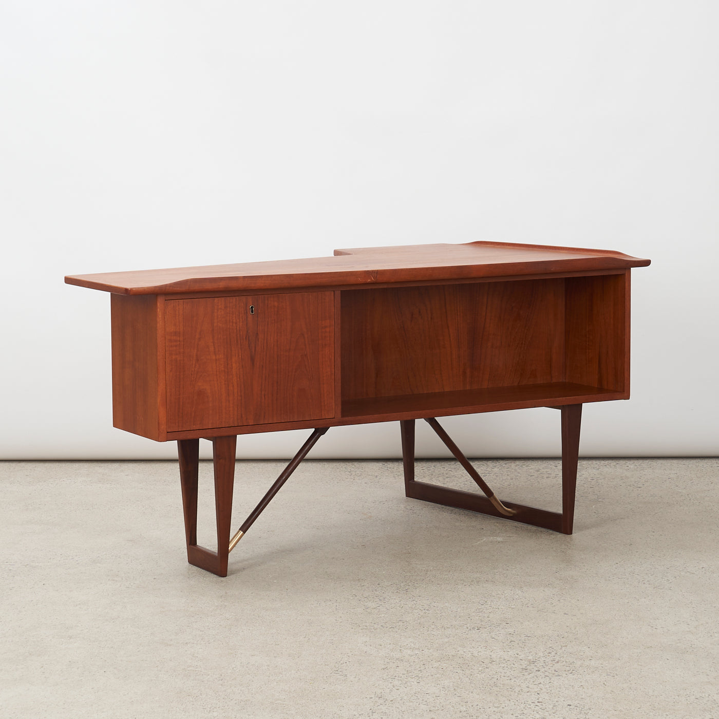 Teak Desk w/ Bar Cabinet by Peter Løvig Nielsen, Denmark