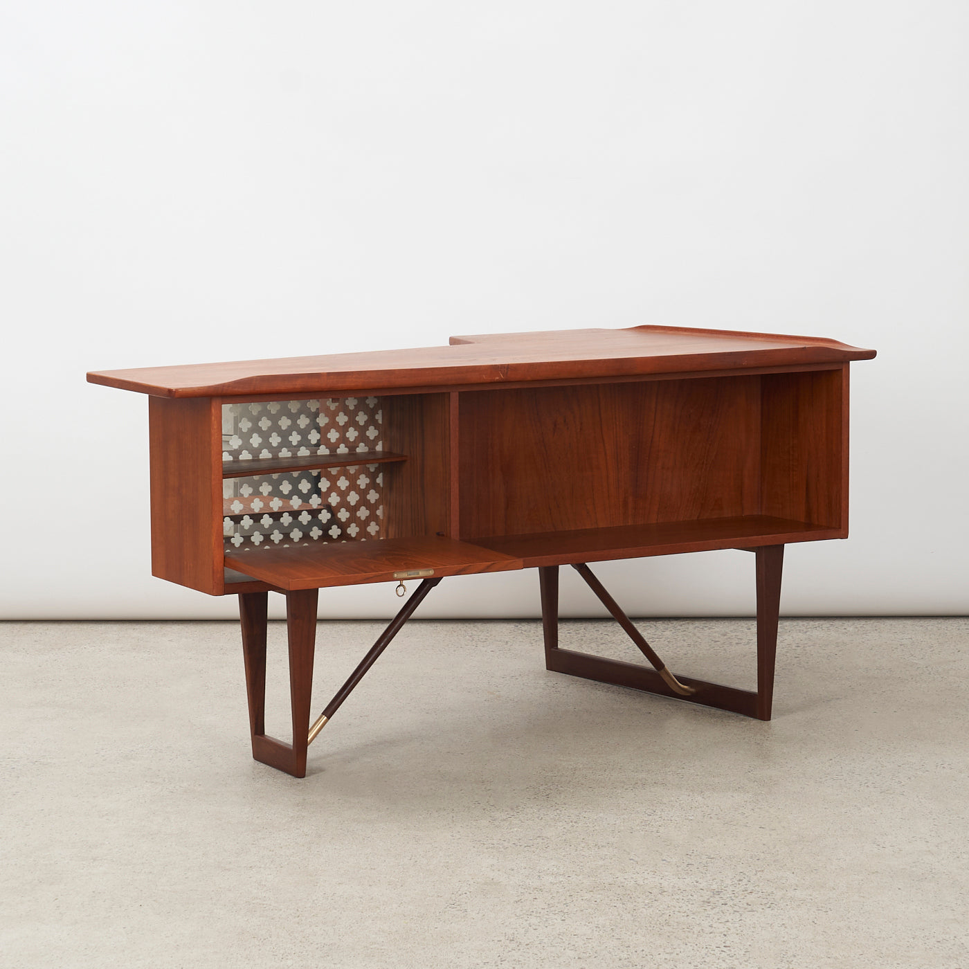 Teak Desk w/ Bar Cabinet by Peter Løvig Nielsen, Denmark