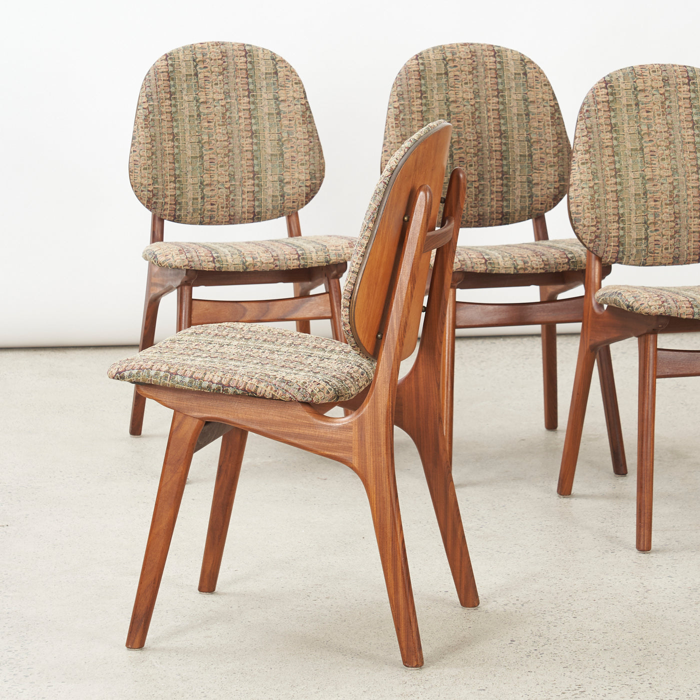 Set of 4 Teak Shield Back Dining Chairs by Arne Hovmand Olsen, Denmark