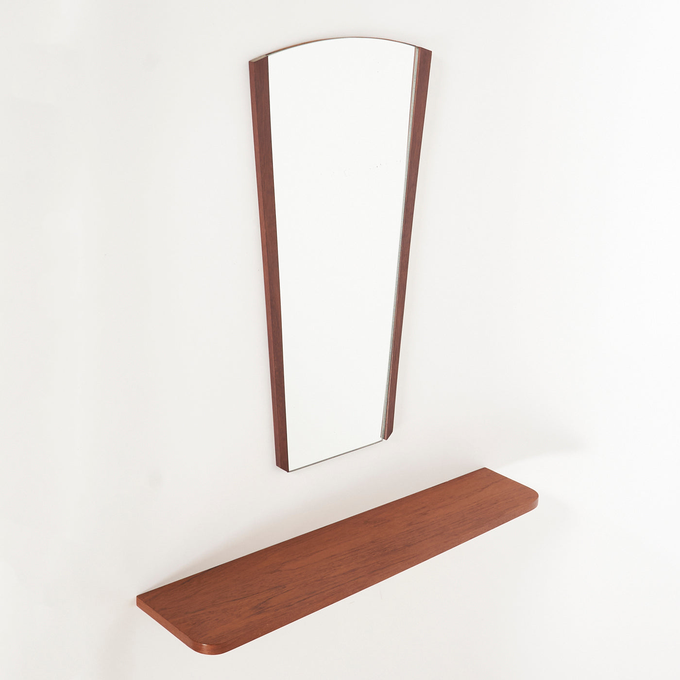 Teak Mirror & Wall-Mounted Shelf