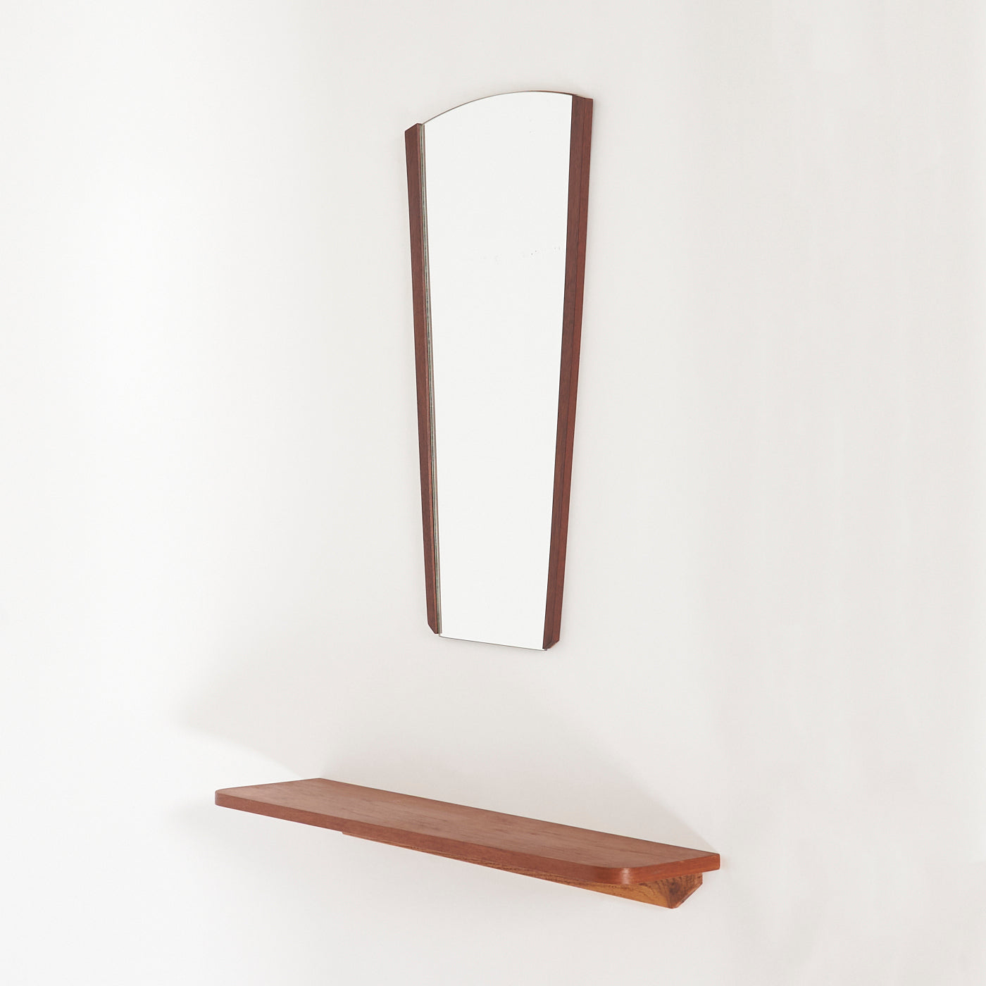 Teak Mirror & Wall-Mounted Shelf