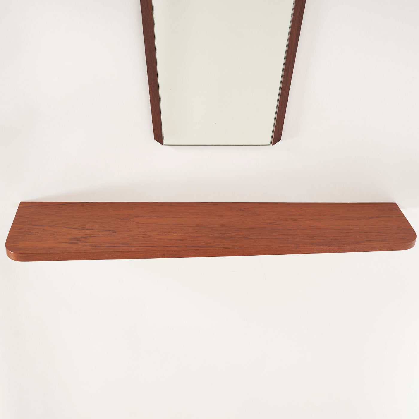 Teak Mirror & Wall-Mounted Shelf