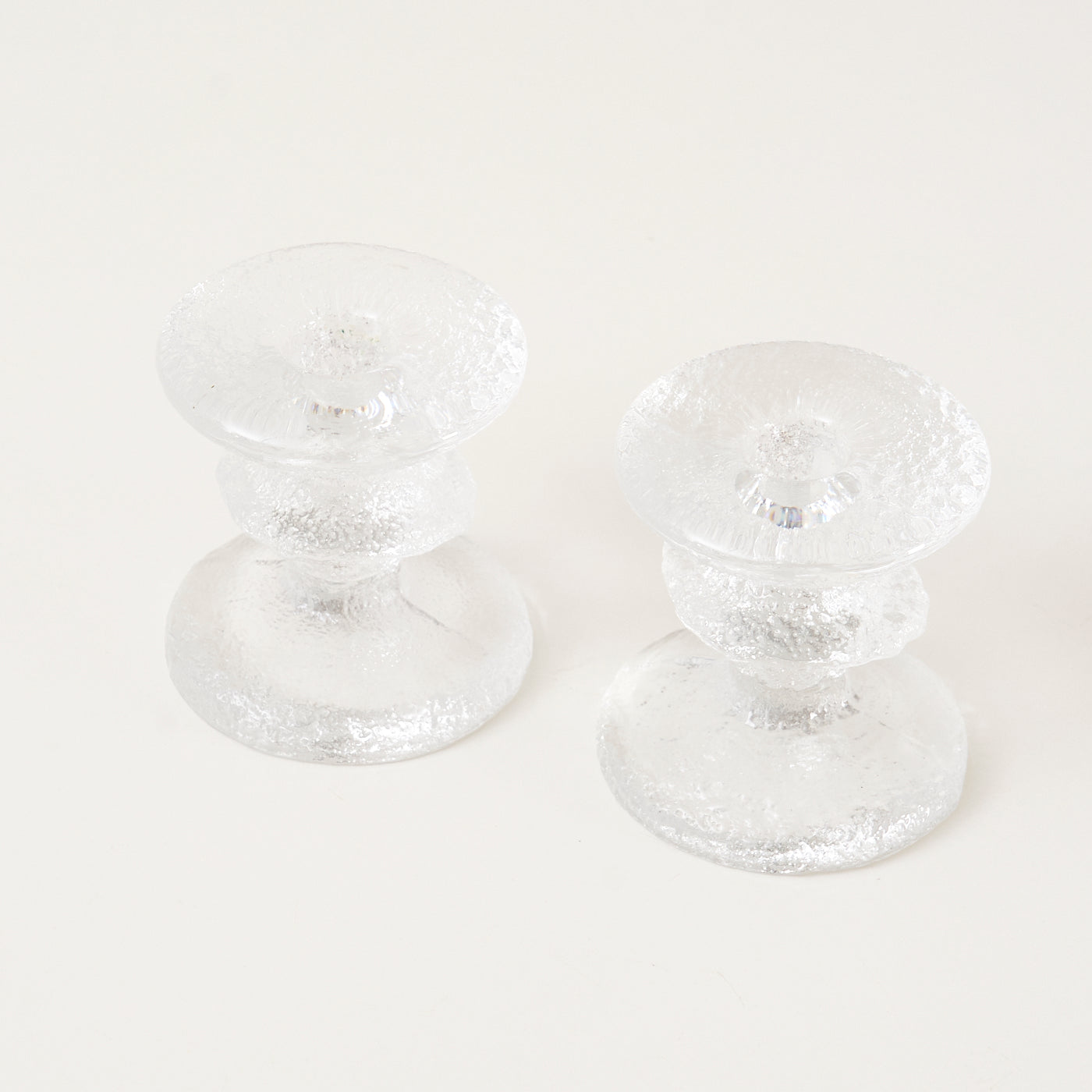 Pair of 'Festivo' Glass Candle Holders by Timo Sarpaneva for littala, Finland