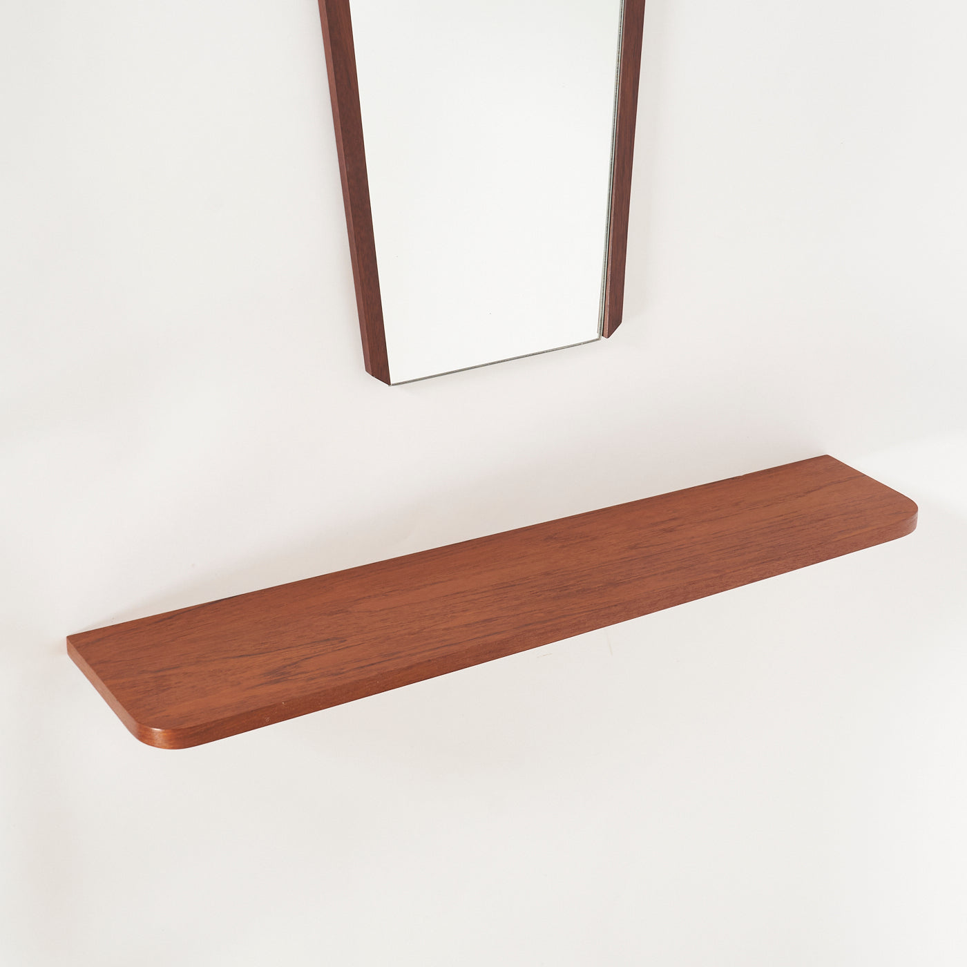 Teak Mirror & Wall-Mounted Shelf
