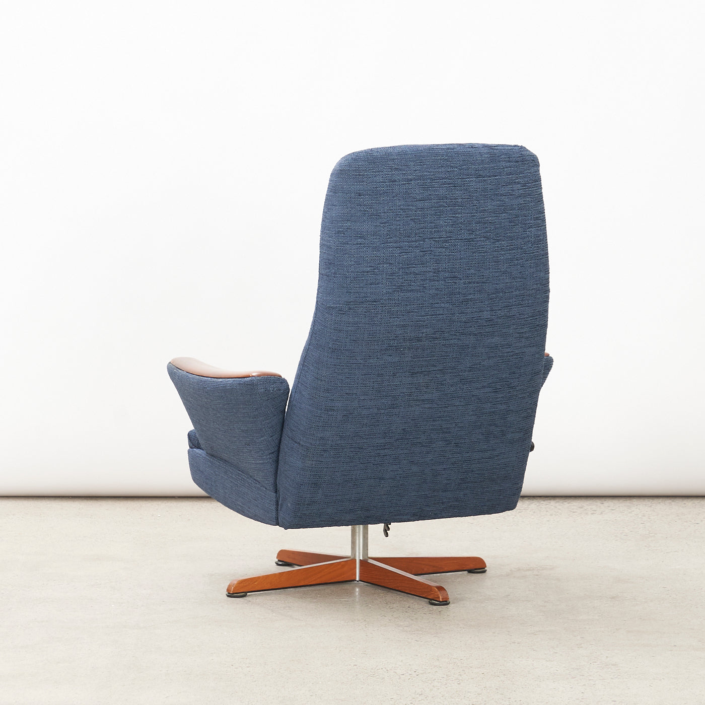 Upholstered Teak Reclining Lounge Chair