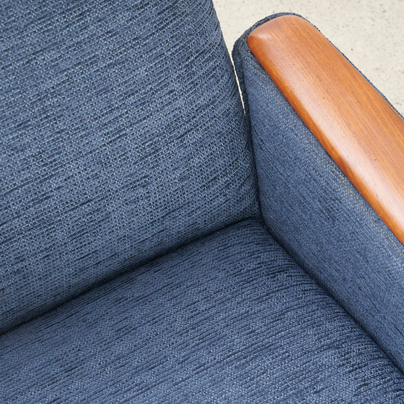 Upholstered Teak Reclining Lounge Chair