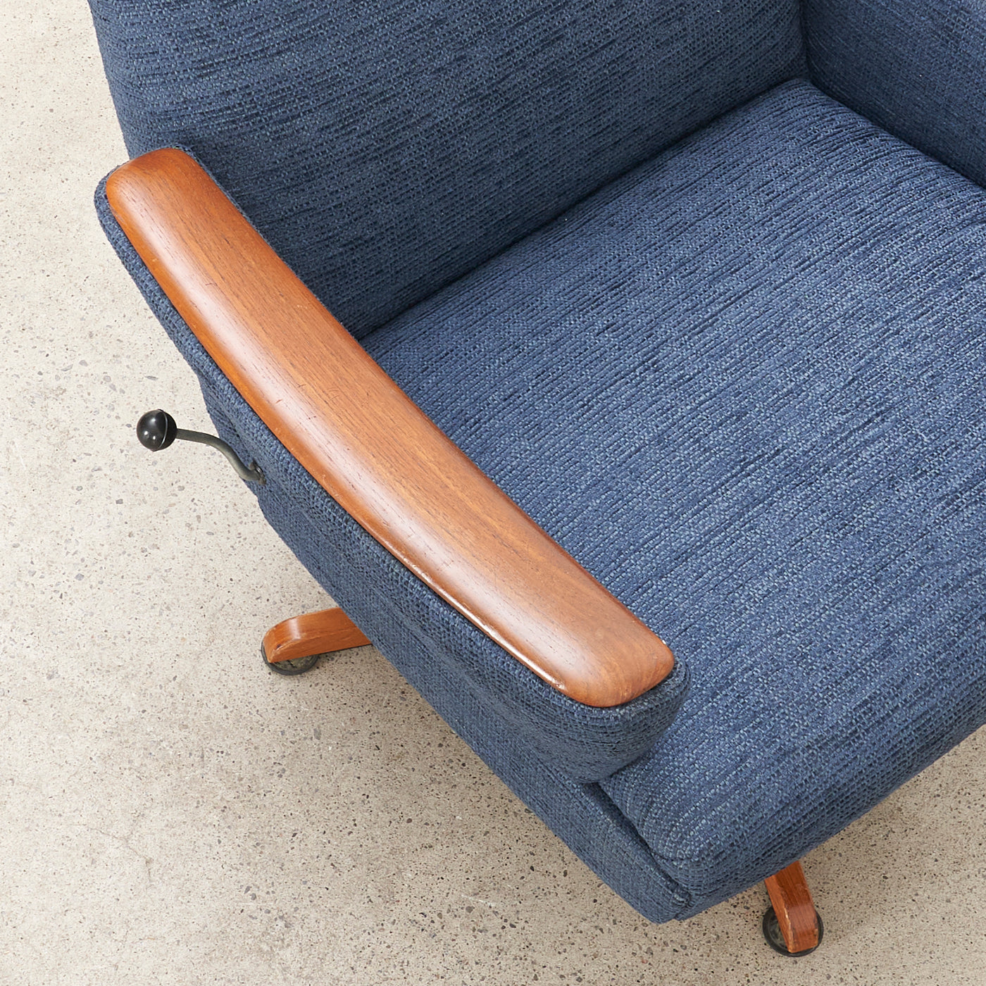 Upholstered Teak Reclining Lounge Chair