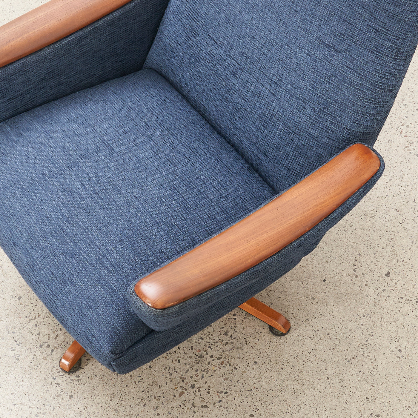 Upholstered Teak Reclining Lounge Chair