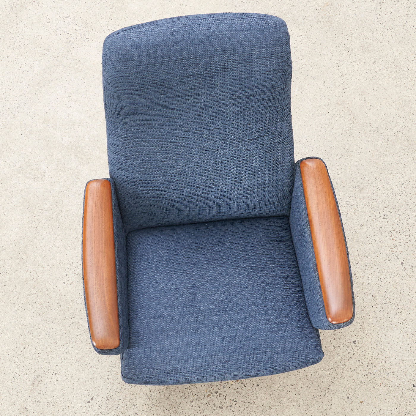 Upholstered Teak Reclining Lounge Chair