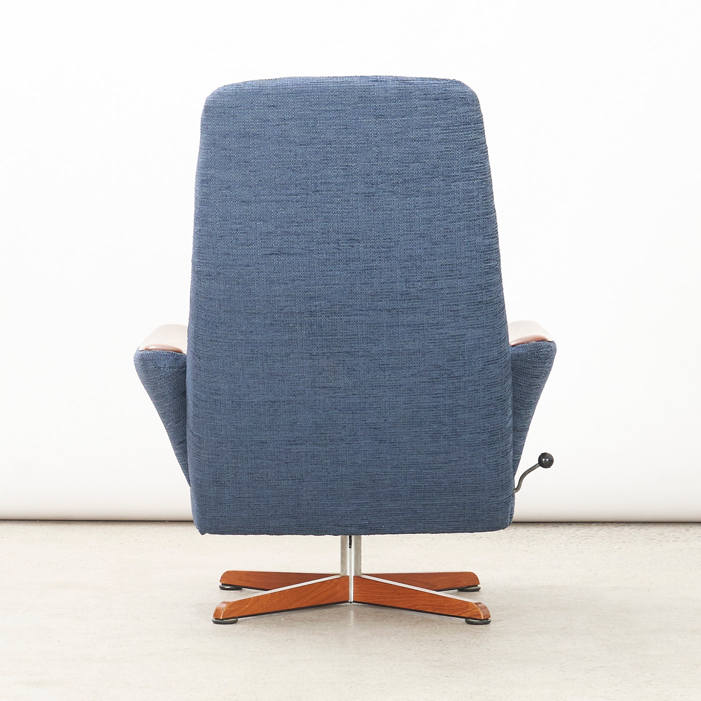 Upholstered Teak Reclining Lounge Chair