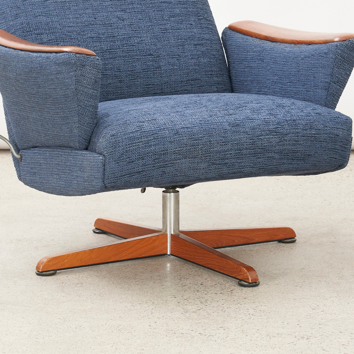 Upholstered Teak Reclining Lounge Chair