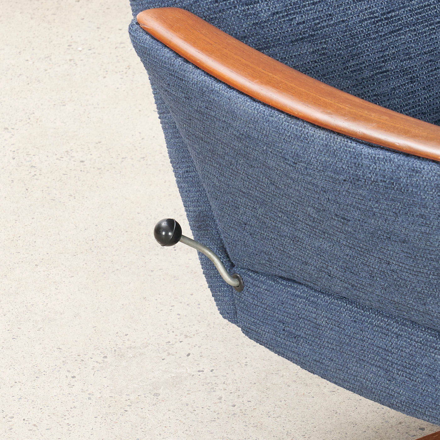 Upholstered Teak Reclining Lounge Chair