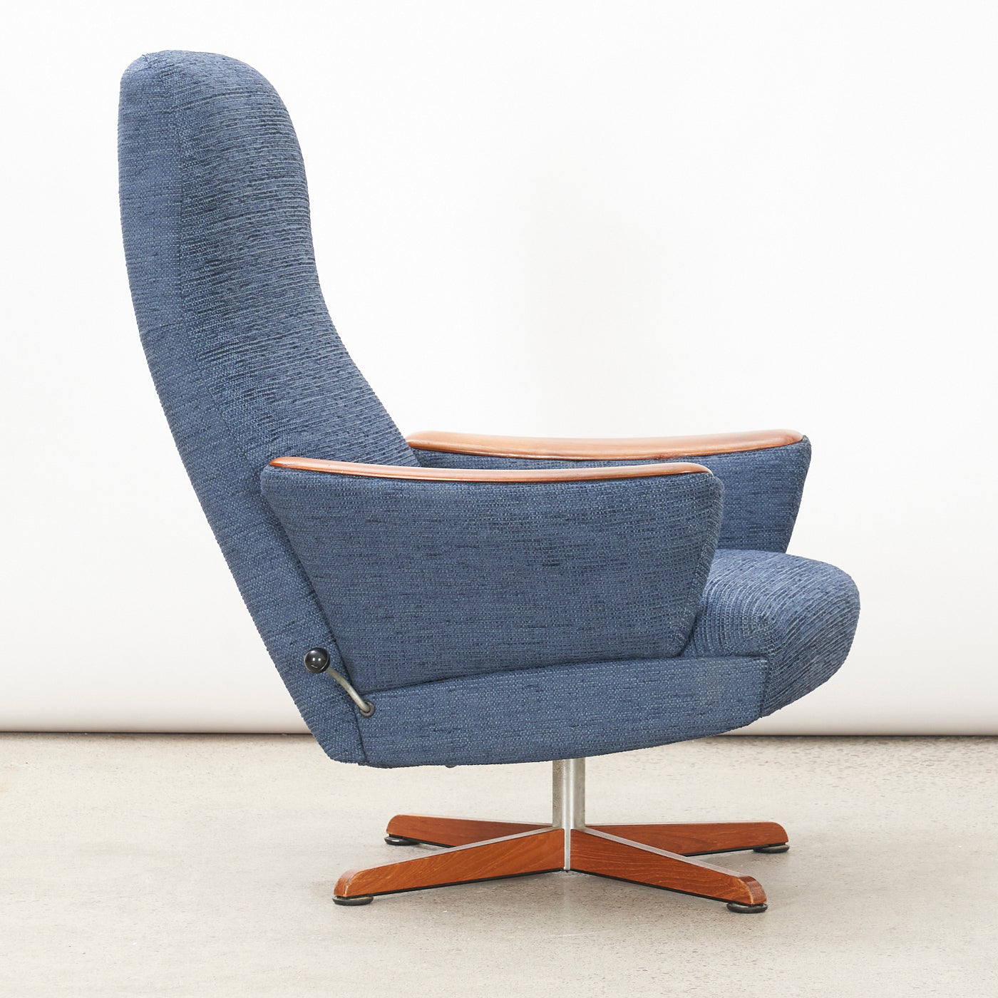 Upholstered Teak Reclining Lounge Chair