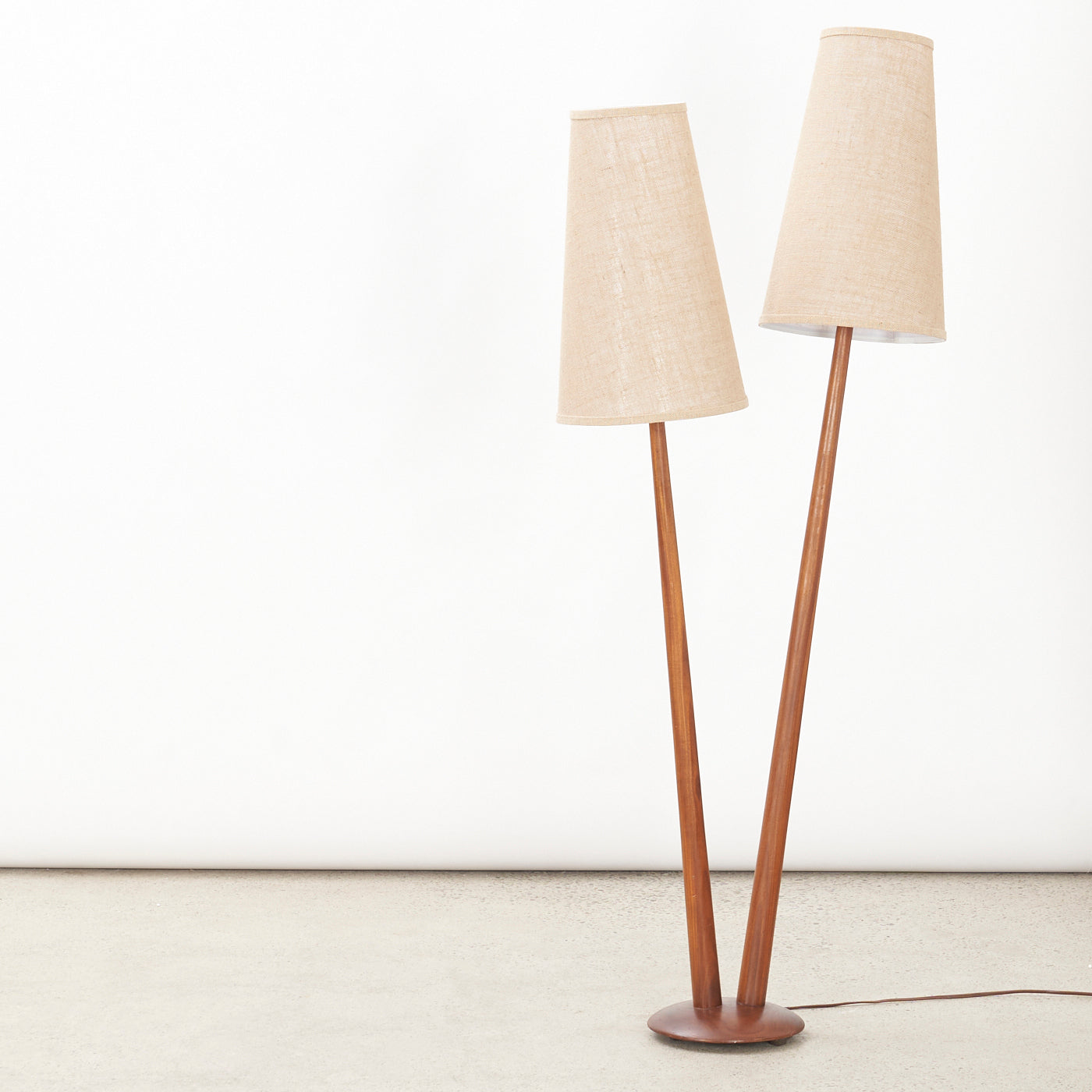 Double Teak Floor Lamp