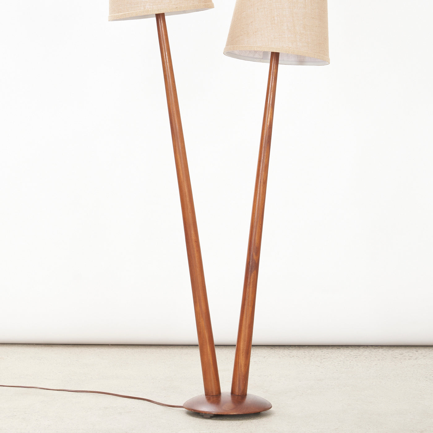 Double Teak Floor Lamp