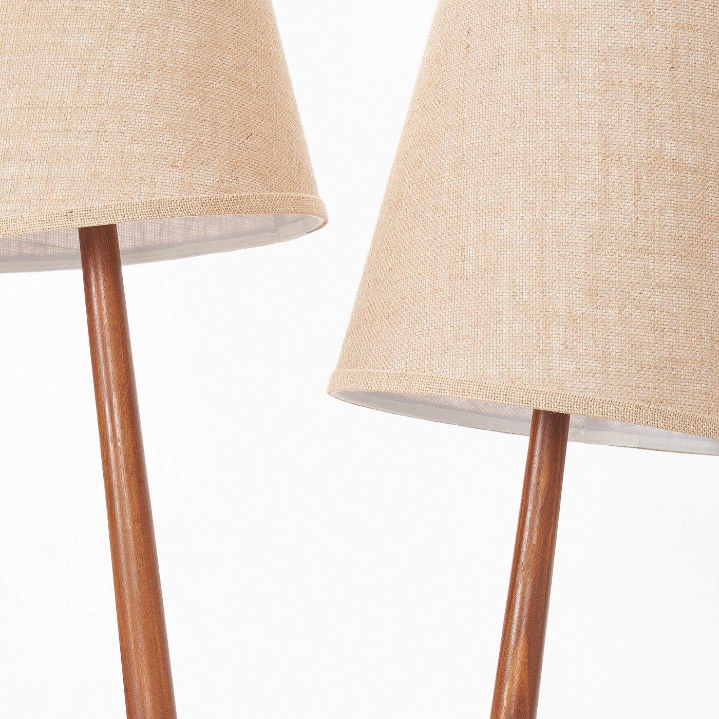 Double Teak Floor Lamp