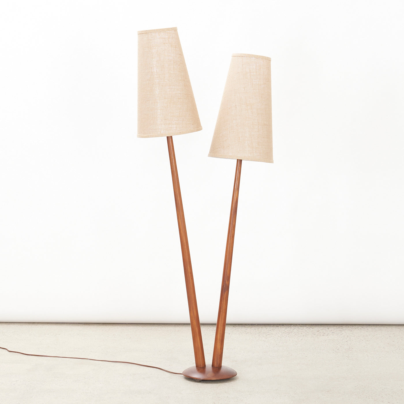 Double Teak Floor Lamp