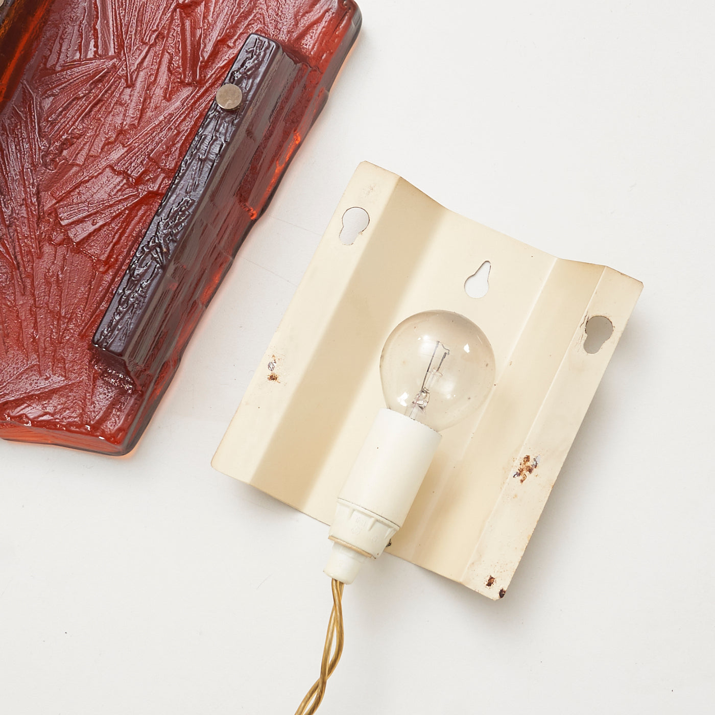 Pair of Textured Amber Glass Wall Sconces by Vitrika, Denmark