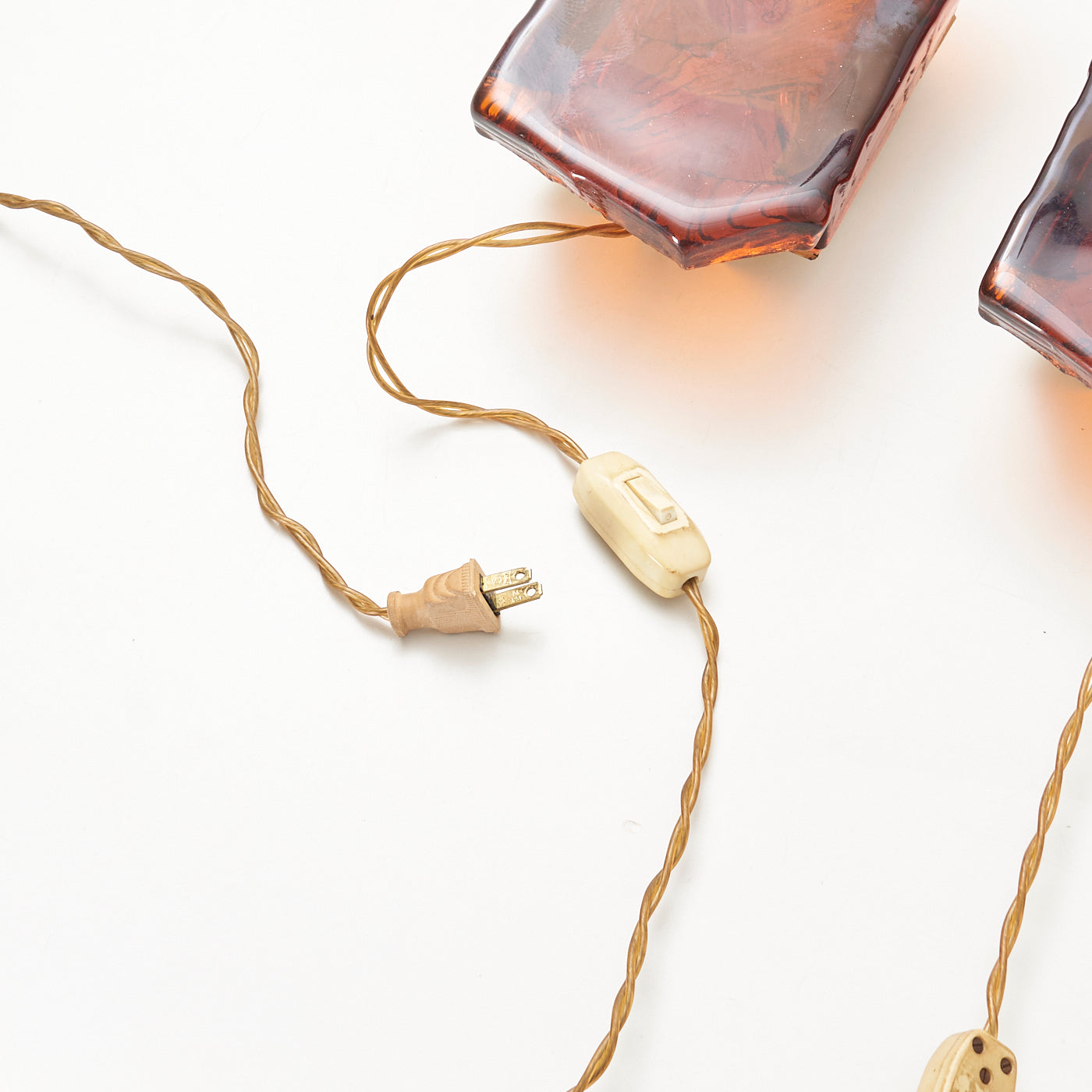 Pair of Textured Amber Glass Wall Sconces by Vitrika, Denmark