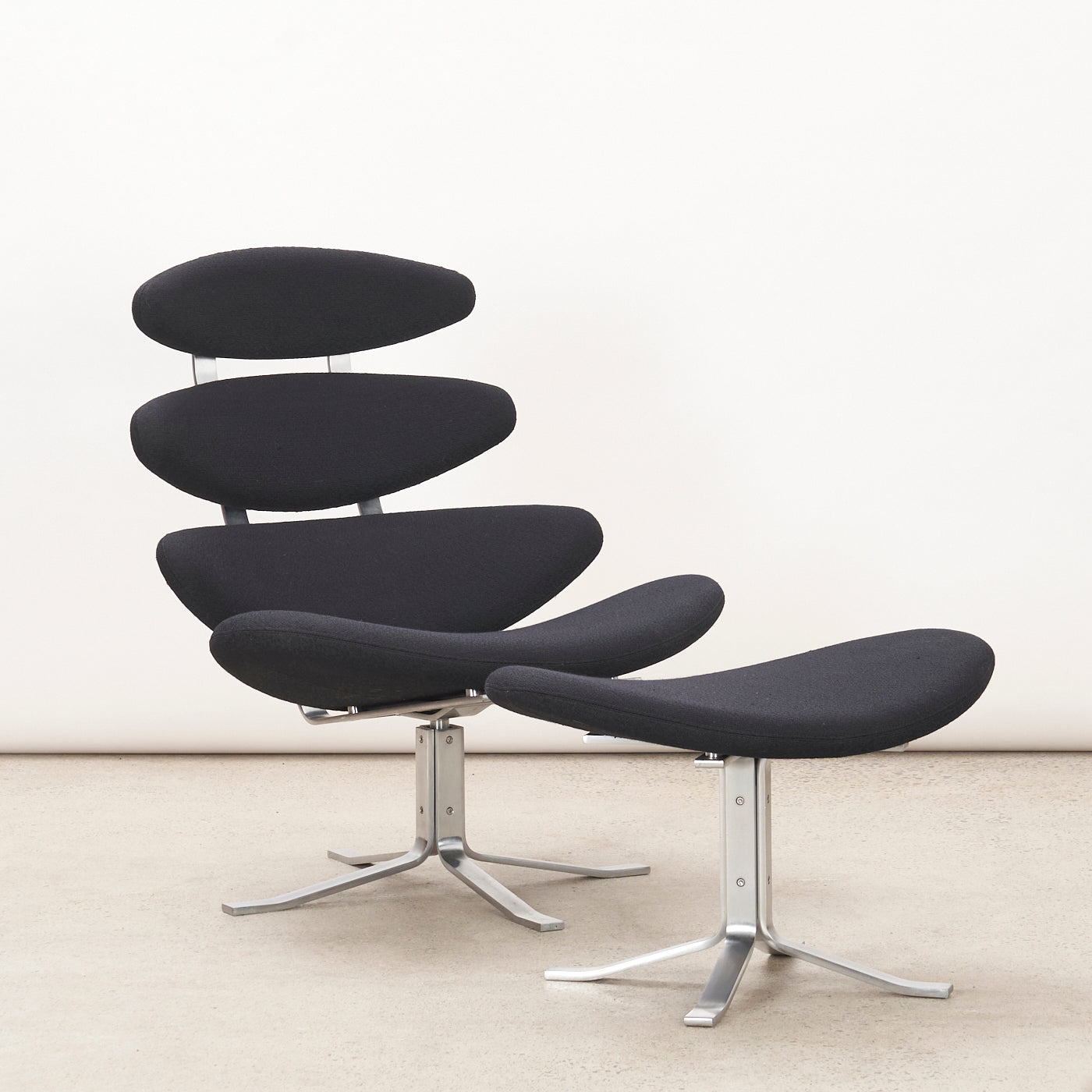 'EJ 5' aka 'Corona' Lounge Chair & Ottoman by Poul Volther for Erik Jørgensen, Denmark