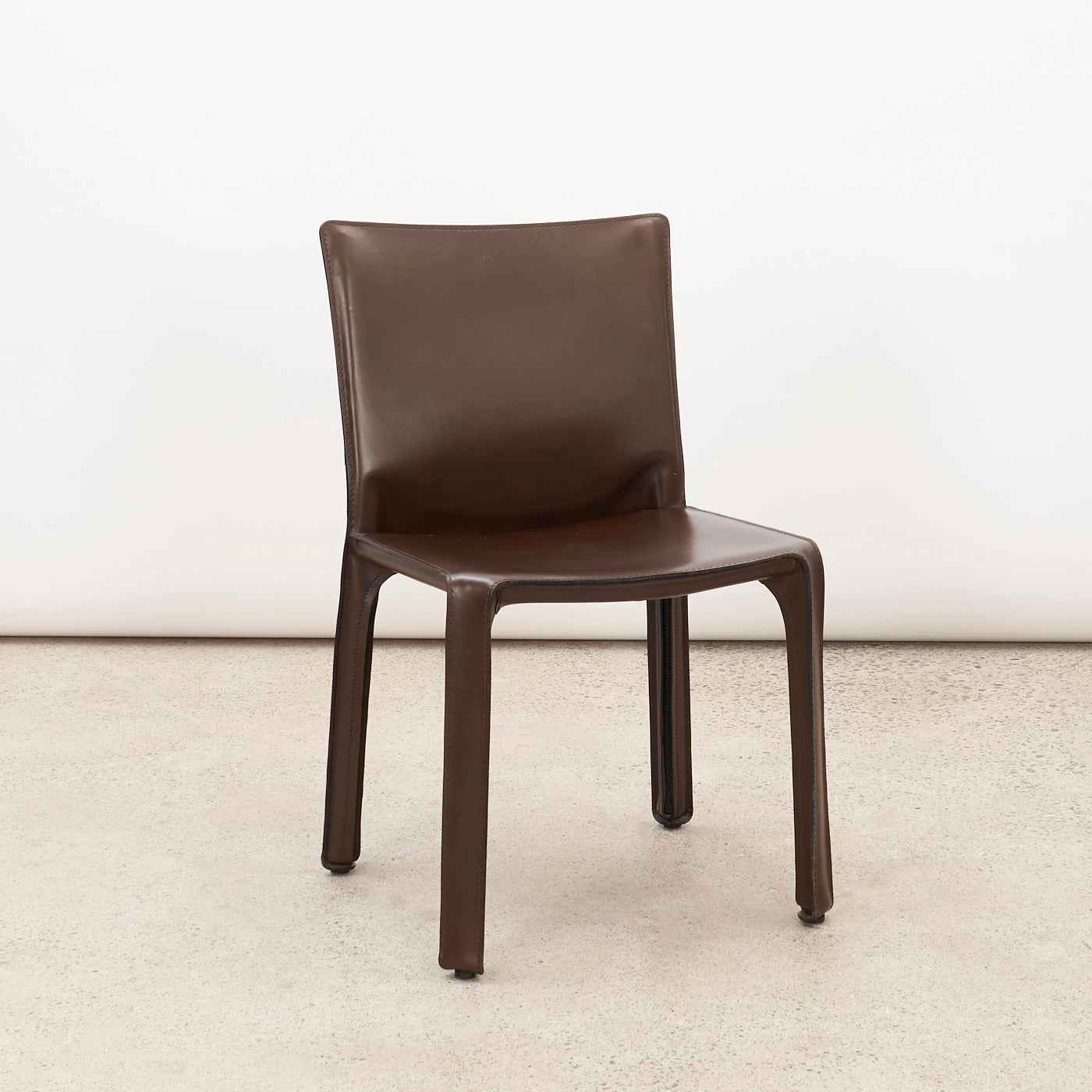 Set of 6 'CAB 412' Brown Leather Dining Chairs by Mario Bellini for Cassina, Italy