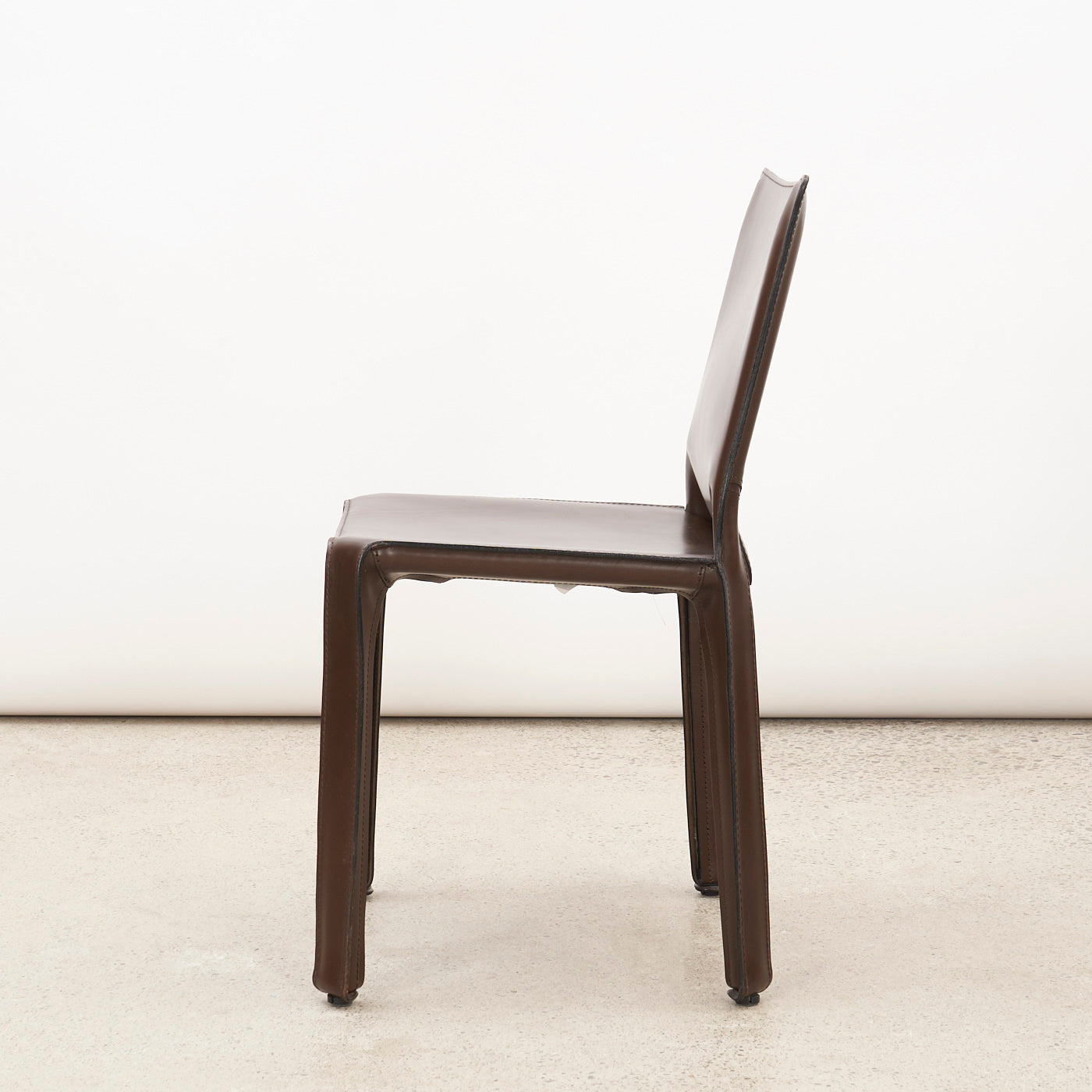 Set of 6 'CAB 412' Brown Leather Dining Chairs by Mario Bellini for Cassina, Italy