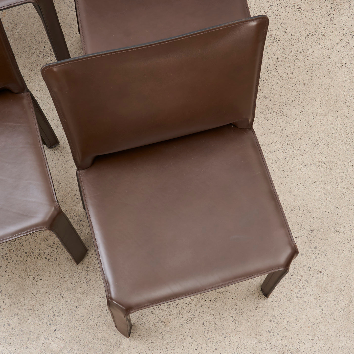 Set of 6 'CAB 412' Brown Leather Dining Chairs by Mario Bellini for Cassina, Italy