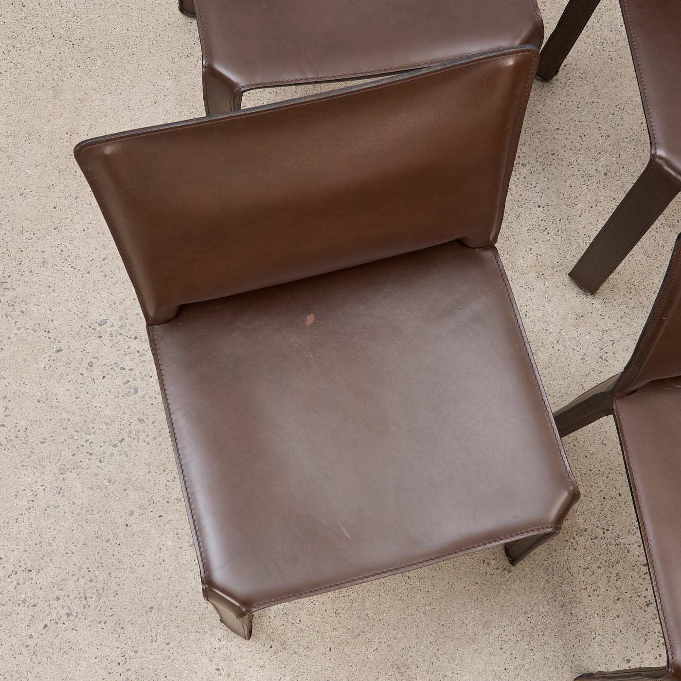 Set of 6 'CAB 412' Brown Leather Dining Chairs by Mario Bellini for Cassina, Italy