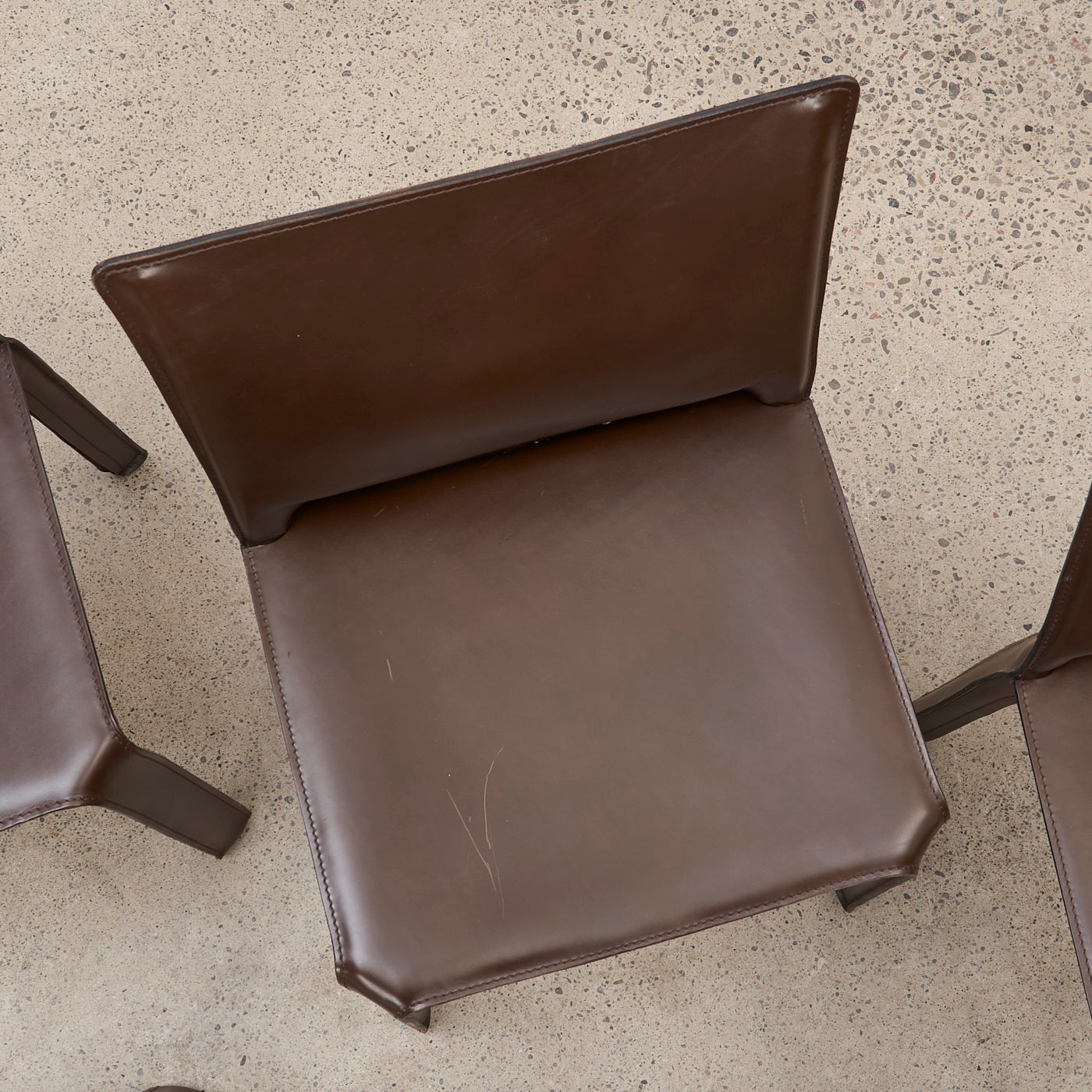 Set of 6 'CAB 412' Brown Leather Dining Chairs by Mario Bellini for Cassina, Italy