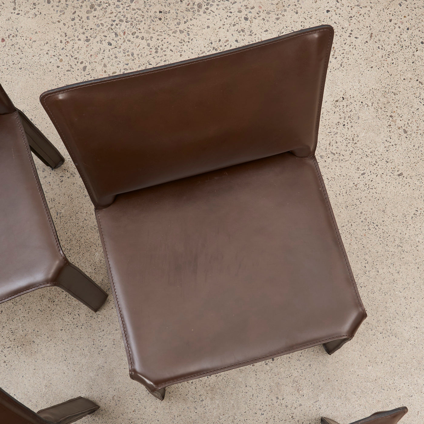 Set of 6 'CAB 412' Brown Leather Dining Chairs by Mario Bellini for Cassina, Italy