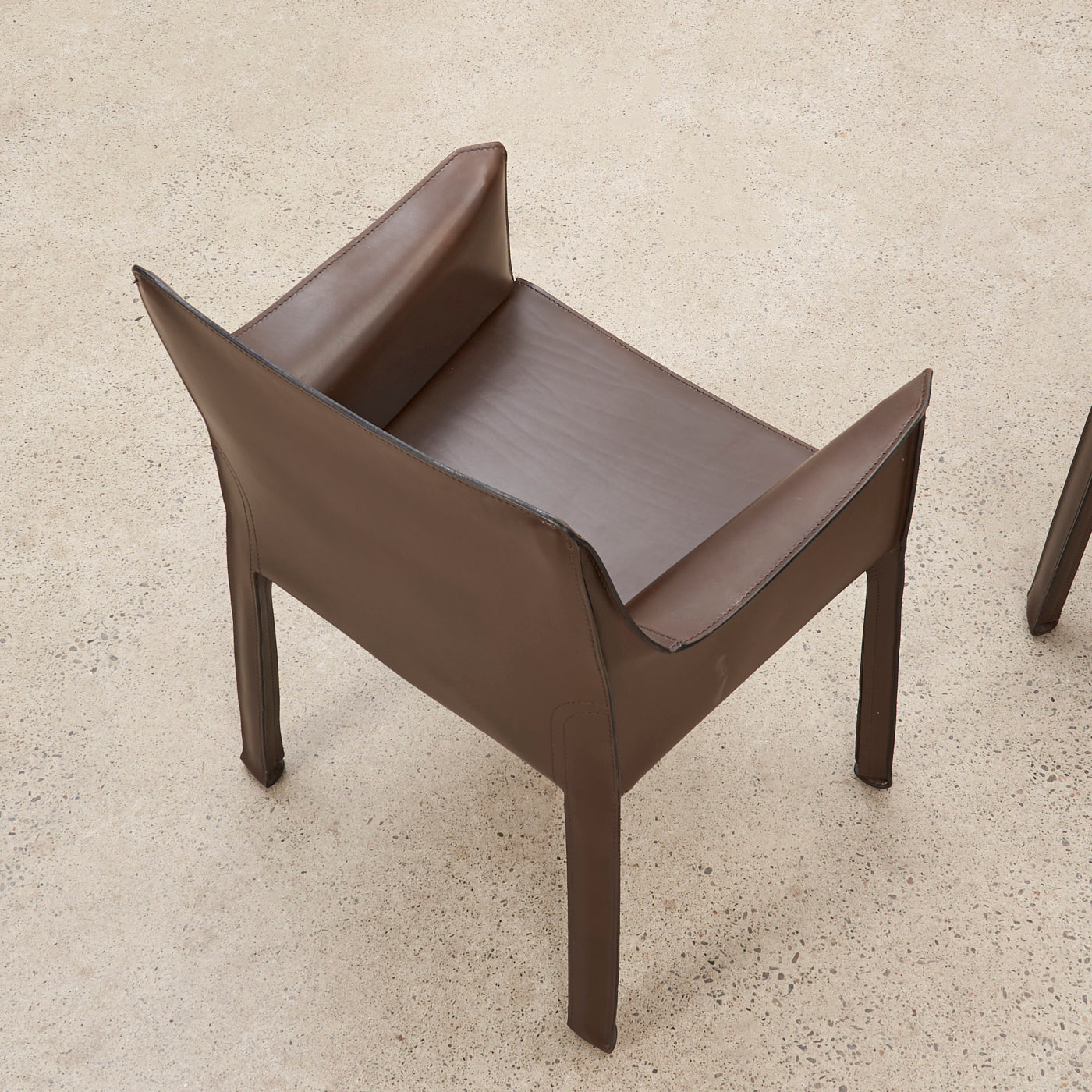 Pair of 'CAB 413' Brown Leather Armchairs by Mario Bellini for Cassina, Italy