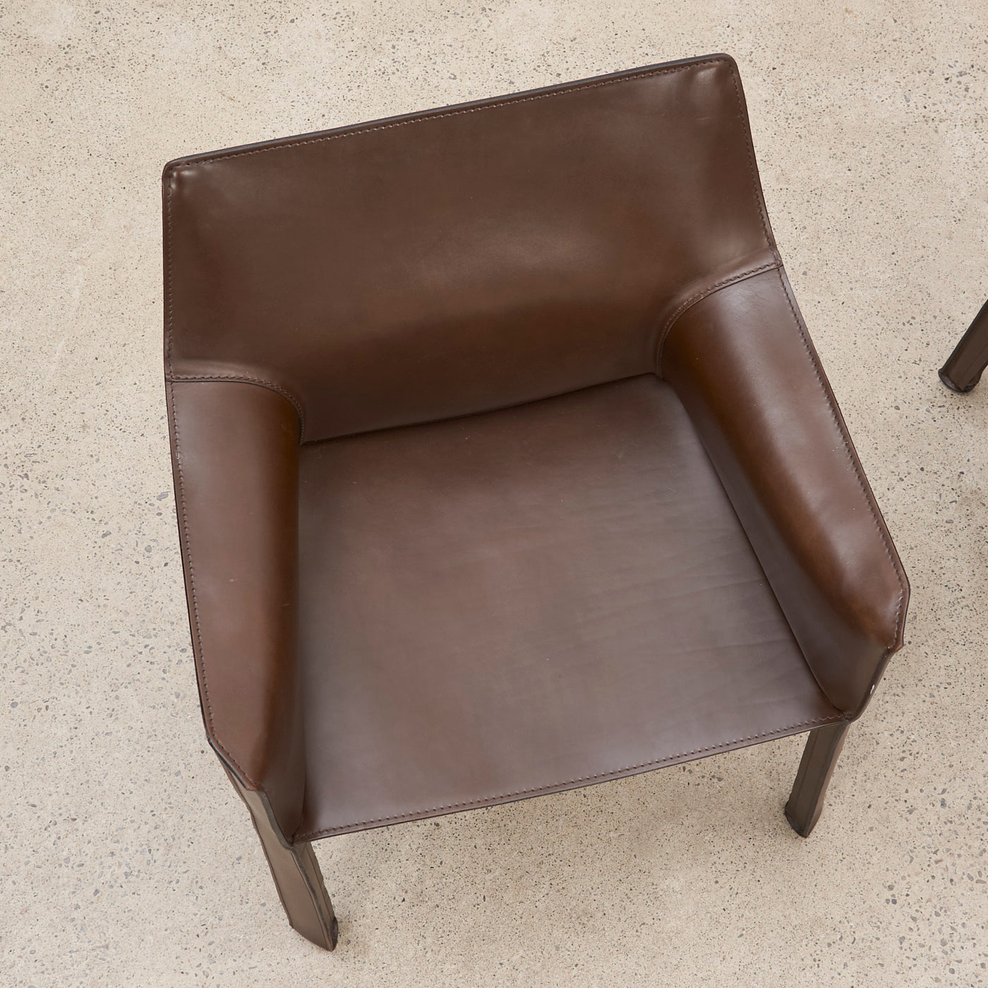 Pair of 'CAB 413' Brown Leather Armchairs by Mario Bellini for Cassina, Italy