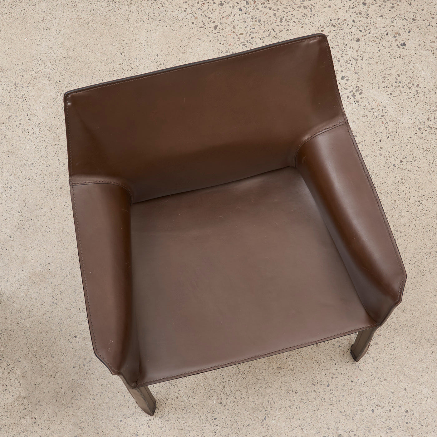 Pair of 'CAB 413' Brown Leather Armchairs by Mario Bellini for Cassina, Italy