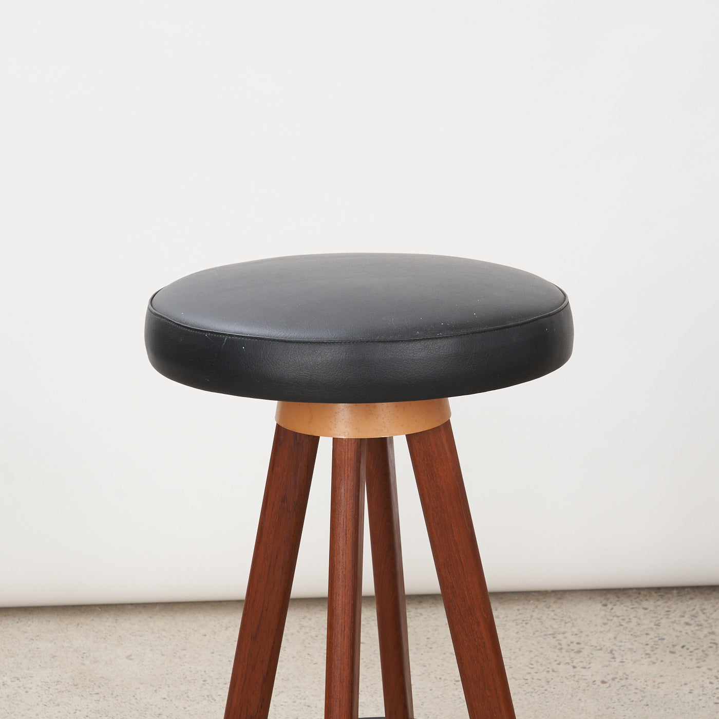 Pair of Teak & Black Vinyl Bar Stools by Hans Olsen for Frem Røjle, Denmark