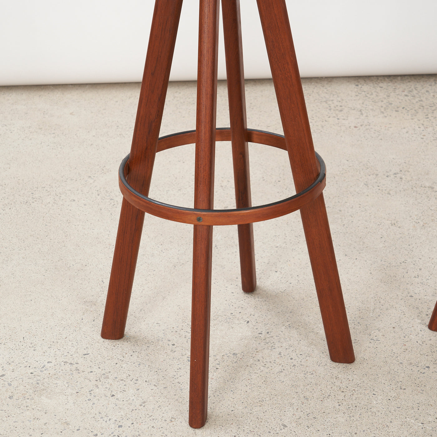 Pair of Teak & Black Vinyl Bar Stools by Hans Olsen for Frem Røjle, Denmark