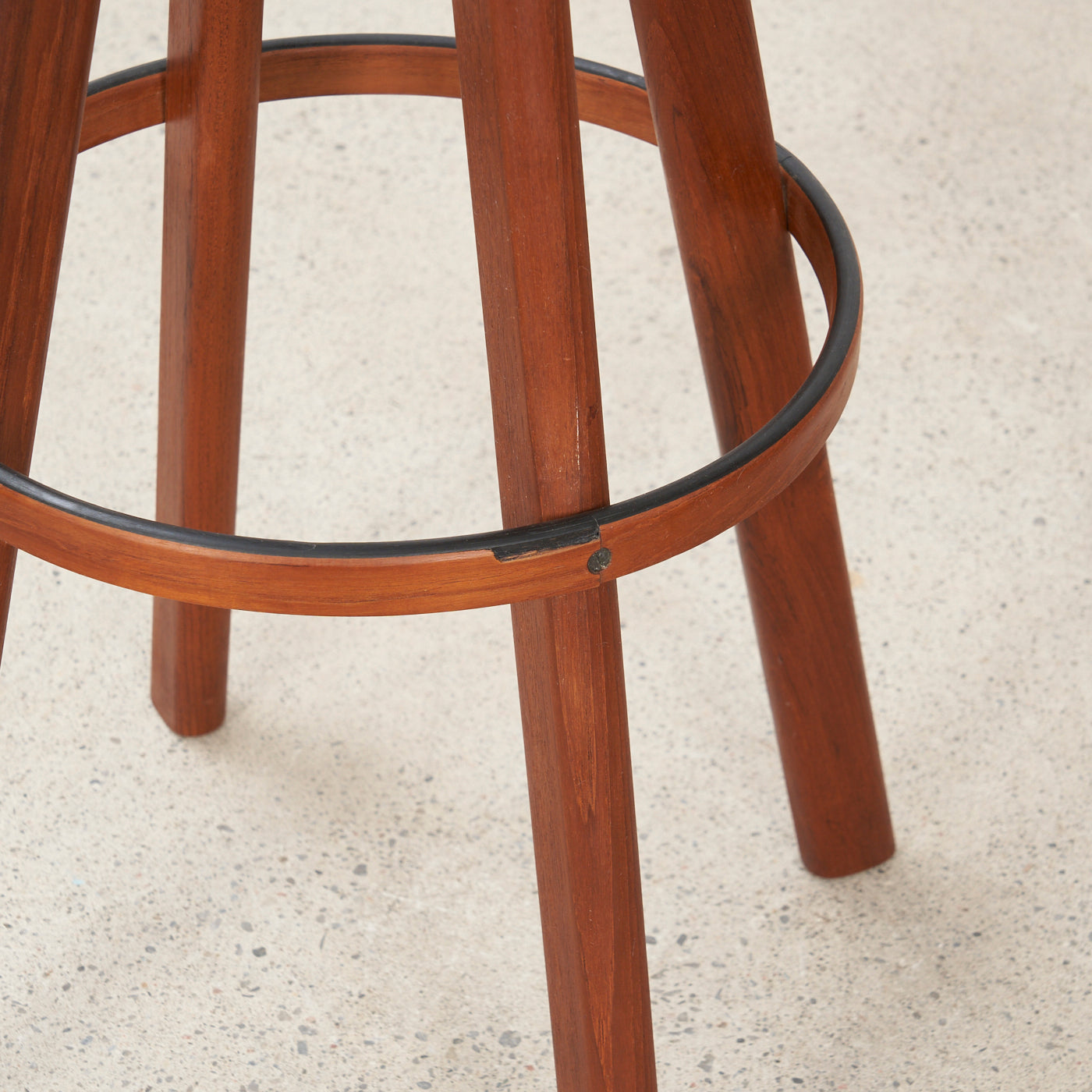 Pair of Teak & Black Vinyl Bar Stools by Hans Olsen for Frem Røjle, Denmark