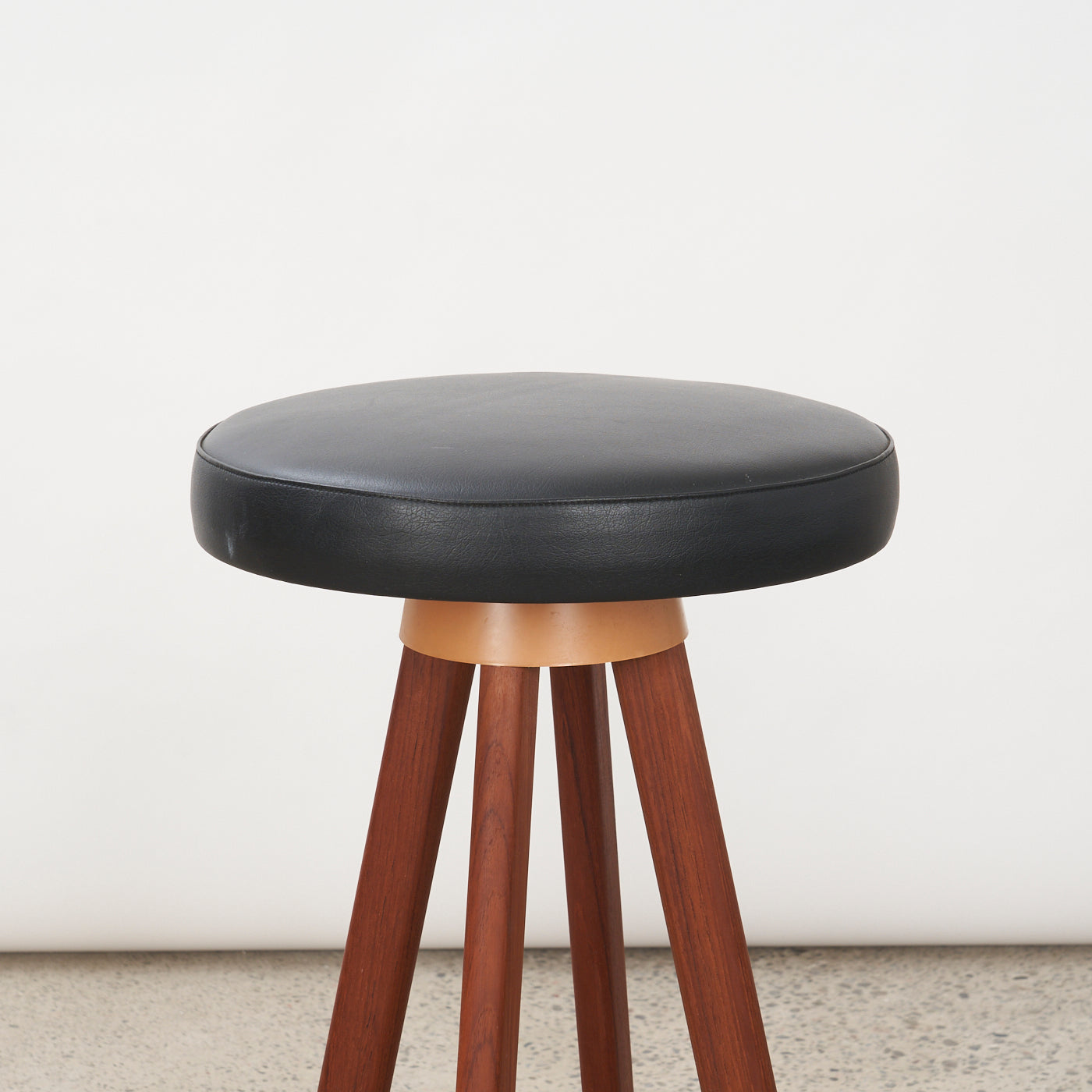 Pair of Teak & Black Vinyl Bar Stools by Hans Olsen for Frem Røjle, Denmark