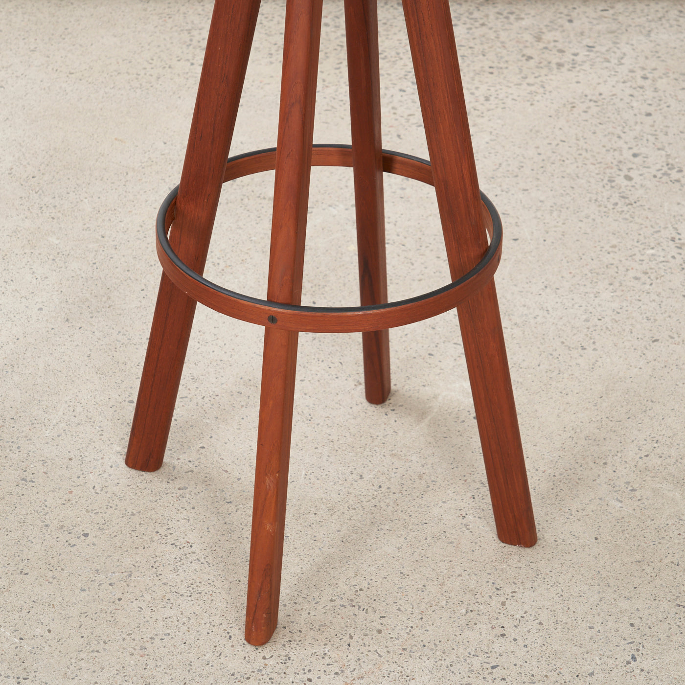 Pair of Teak & Black Vinyl Bar Stools by Hans Olsen for Frem Røjle, Denmark