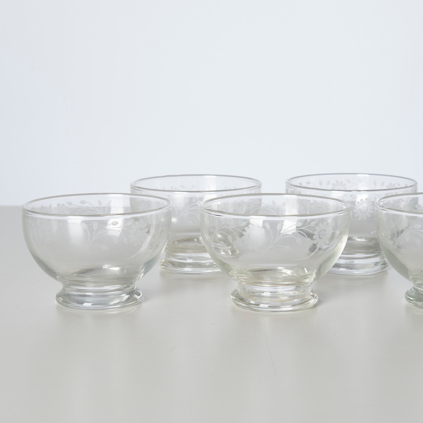 Set of 8 Etched Glass Bowls