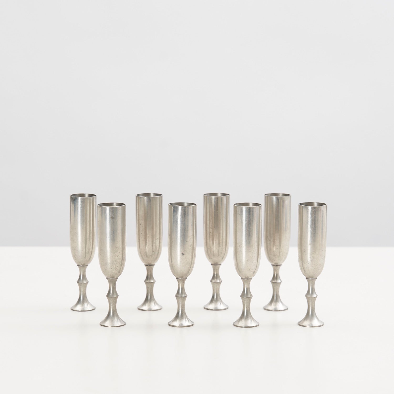 Set of 8 Pewter Small Goblets