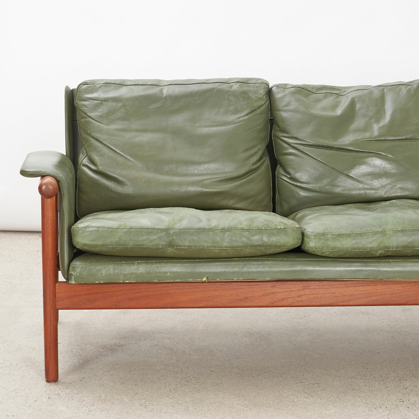 Teak & Leather Sofa by Illum Wikkelsø, Denmark
