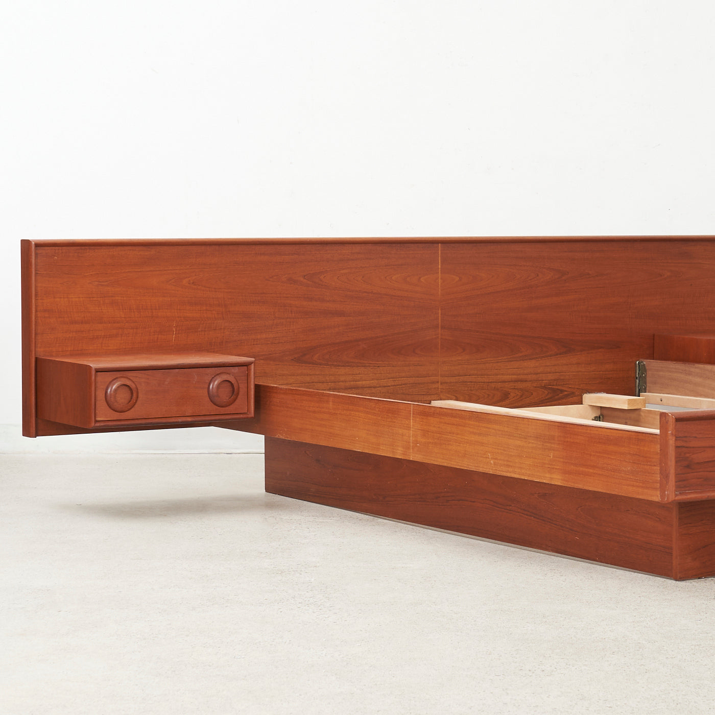 Teak Queen Bed w/ Floating Nightstands
