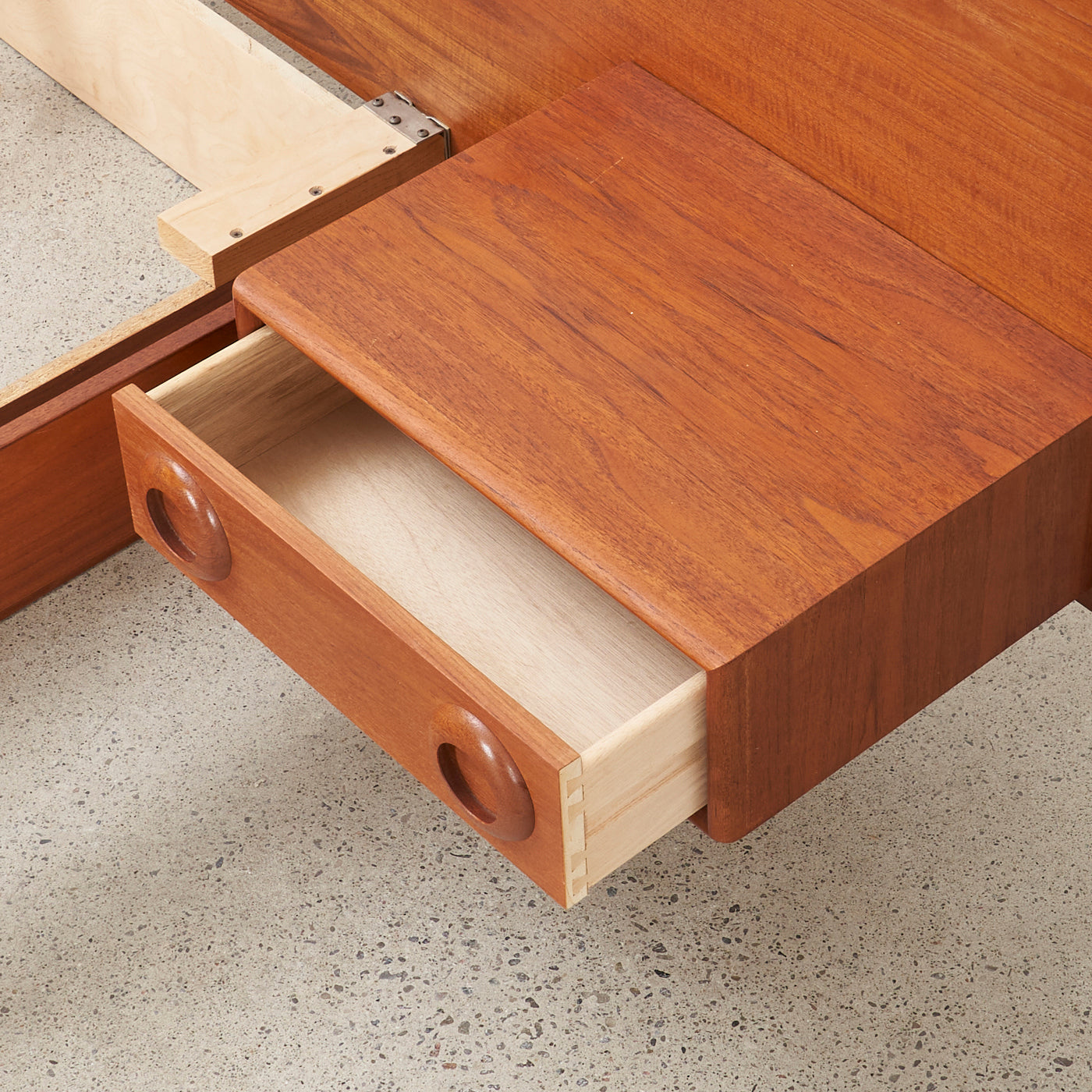 Teak Queen Bed w/ Floating Nightstands